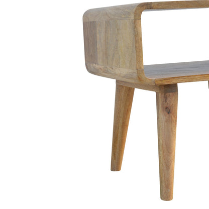 Solid Wood Nachtschrank Braun – Nachttisch aus Mangoholz mit offenem Fach – Handgefertigter Beistelltisch im Nordic-Stil – 45x35x50 cm