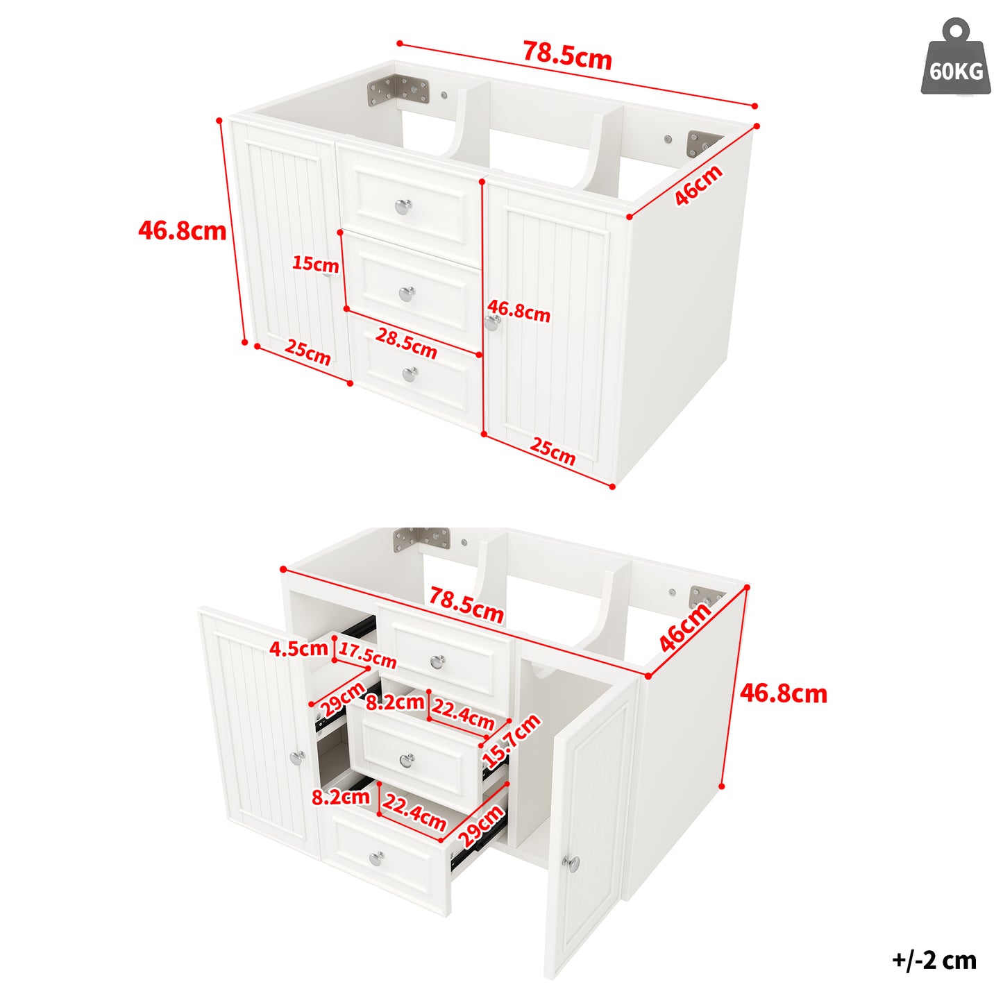 Hängender Waschtisch, Moderner Stil,Badmöbel für Badezimmer,weiß