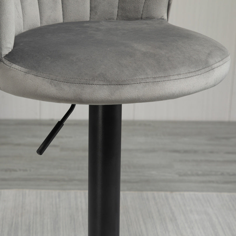2er-Set Barhocker drehbare Barstühle mit Lehne höhenverstellbar Samt Touch grau, armlos, 51,5x57,5x93-114,5cm für Küche & Bar