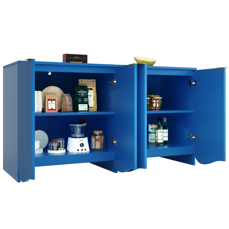 Sideboard(140×40×85cm), buffetschrank, cabinets, Esszimmer Wohnzimmer Aufbewahrungsschränke, Gemusterte Schränke, Freistehende Schränke, Küchenmöbel,Wellenmuster-Design, Blau