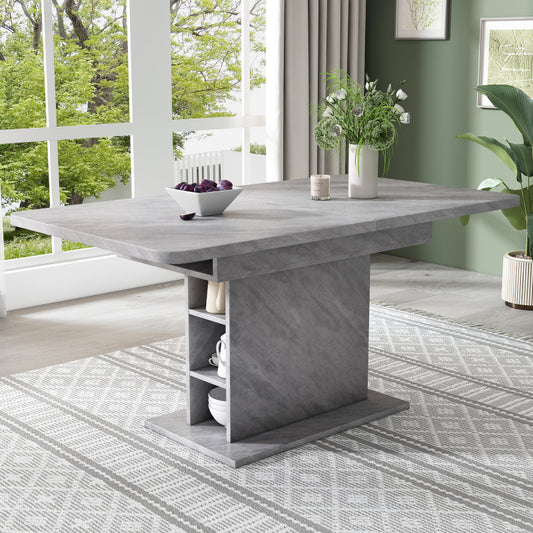 Ausziehbarer Esstisch, L110/130*W70*H75, Esstisch mit Stauraum, Betonoptik