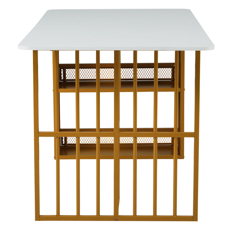 Essgruppe, (Set mit Esstisch, 6 Stühlen), Weiß und Gold