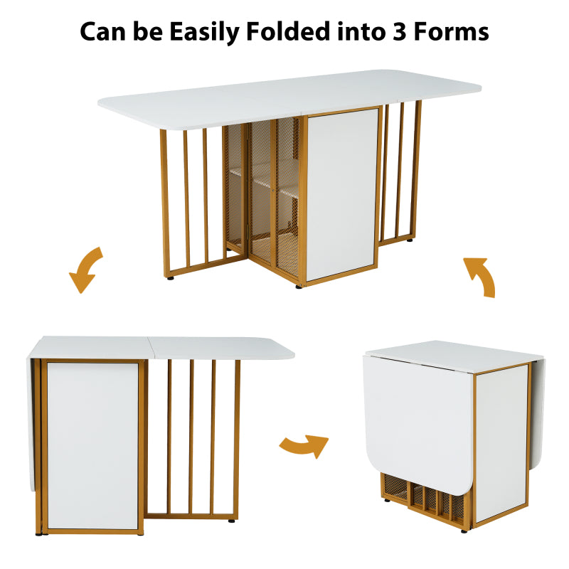 Essgruppe, (Set mit Esstisch, 6 Stühlen), Weiß und Gold