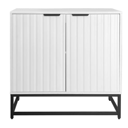 Moderne Sideboard Kommode mit 2 Türen in Vakuum-Formgebung, Standschrank Lagerung Schrank mit Metallgriffen und Rahmenbeinen, geeignet für Wohnzimmer, Flur und Esszimmer