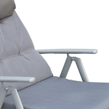 Sonnenliege Strandliege Gartenliege klappbar verstellbar mit Kissen, Grau