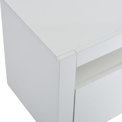 Weißer Hochglanz-TV-Schrank mit LED-Beleuchtung und Stauraum, weißes niedriges Paneel, bietet Platz für 80-Zoll-Fernseher, TV-Unterschrank mit herunterklappbarer Schranktür, 190 x 24 x 40 cm