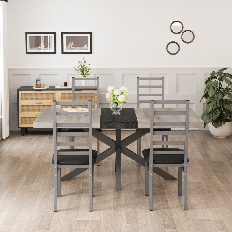 Metal Dining Chairs Set of 4, Steel Legs and PU Leather Seats, High Back Armless Dining Chairs, for Kitchen, Living Room, Grey