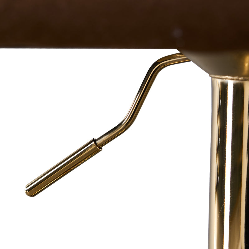 Moderner drehbarer höhenverstellbarer Barhocker, moderner Barhocker für Küche, Bar und Restaurant Theken, Hubhocker mit Rückenlehne und goldener Fußstütze (brown.Set of 2)