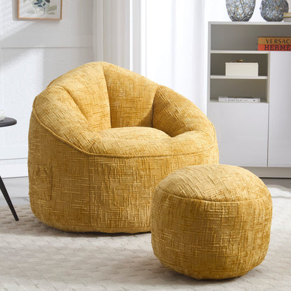 Sitzsack Sofa Stuhl für Erwachsene mit Fußstütze, Gelb