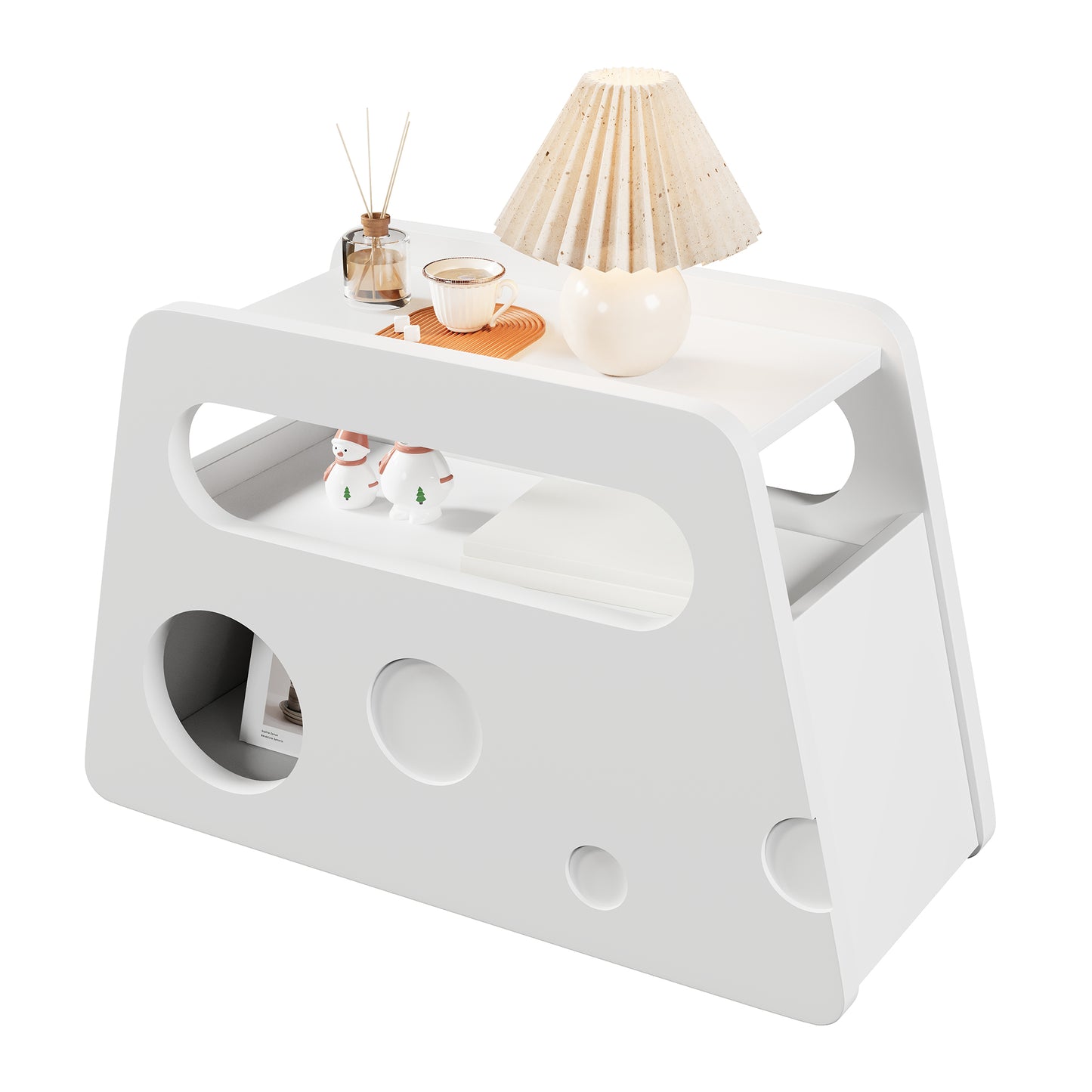Moderner Beistelltisch mit Rollen, platzsparend, ideal für Wohnzimmer und Schlafzimmer, Weiß