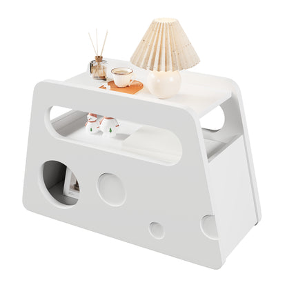 Moderner Beistelltisch mit Rollen, platzsparend, ideal für Wohnzimmer und Schlafzimmer, Weiß