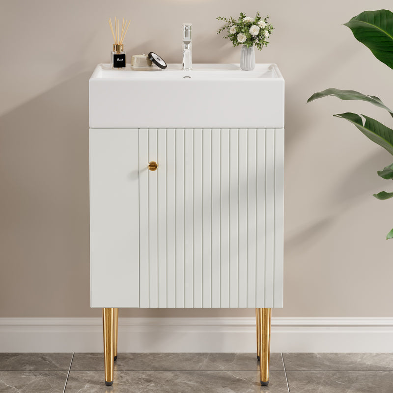 Badezimmermöbel Waschbecken mit Waschtischunterschrank 55 cm , Waschtischunterschrank , Kleine Gästebad Möbel , weiß