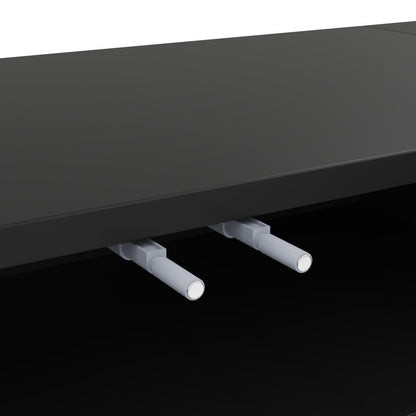 TV-Schrank, lowboard mit strukturierten Türen, goldenen Verzierungen, goldenen runden Beinen, inklusive Einlegeböden, push-to-open