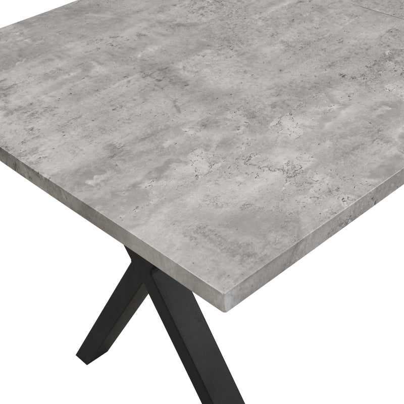 Moderner, einfacher Esstisch aus Schmiedeeisen, L140*B80*H76cm, Betonoptik+schwarz