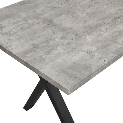 Moderner, einfacher Esstisch aus Schmiedeeisen, L140*B80*H76cm, Betonoptik+schwarz