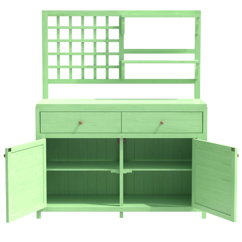 Holz Gartenschrank,Gartenschrank mit Regalen  Outdoor Schrank, Gartenschrank Geräteschuppen Terrassenschrank, Balkonschrank, Gerätehaus, Garten Möbel, Grün