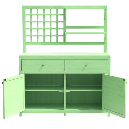 Holz Gartenschrank,Gartenschrank mit Regalen  Outdoor Schrank, Gartenschrank Geräteschuppen Terrassenschrank, Balkonschrank, Gerätehaus, Garten Möbel, Grün