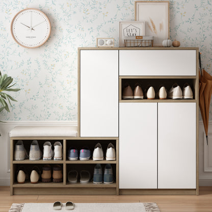 Schuhaufbewahrung Bank und Schuhschrank,Schuhbank, multifunktionales Schuhregal mit gepolstertem, für den Flur, weiß