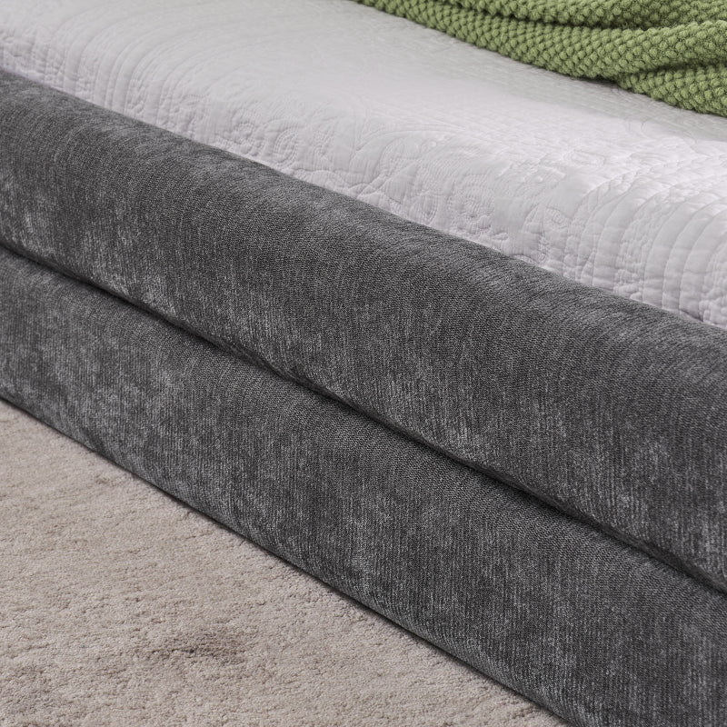 Doppelbett 140×200 cm, Chenille Stoff, komfortable Rückenlehne, robustes Eukalyptus und Eisengestell, einfach zu montieren, Dark Gray (ohne Matratze)