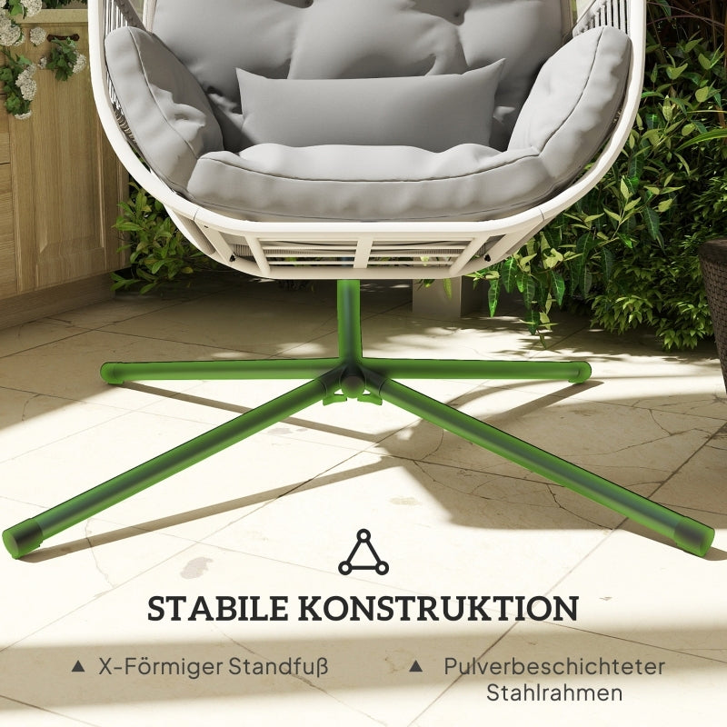 Hängesessel mit Gestell, Eiförmiger Hängeschaukel mit weichem, Outdoor, Terrasse, Garten, Hellgrau