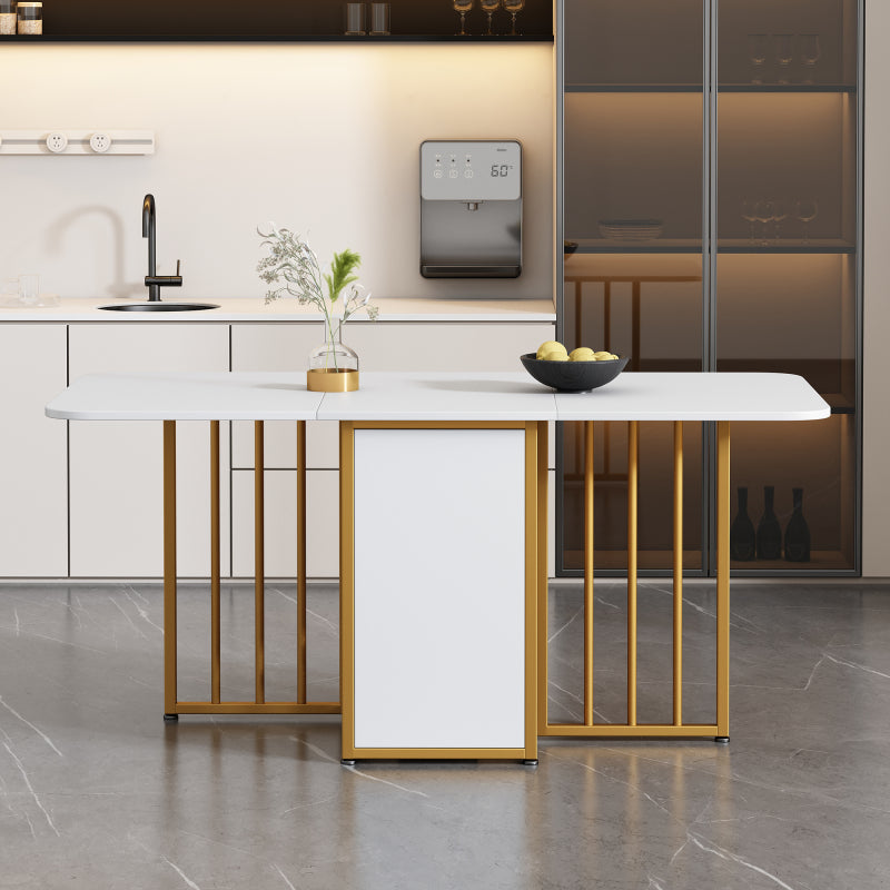 Essgruppe, (Set mit Esstisch, 6 Stühlen), Weiß und Gold