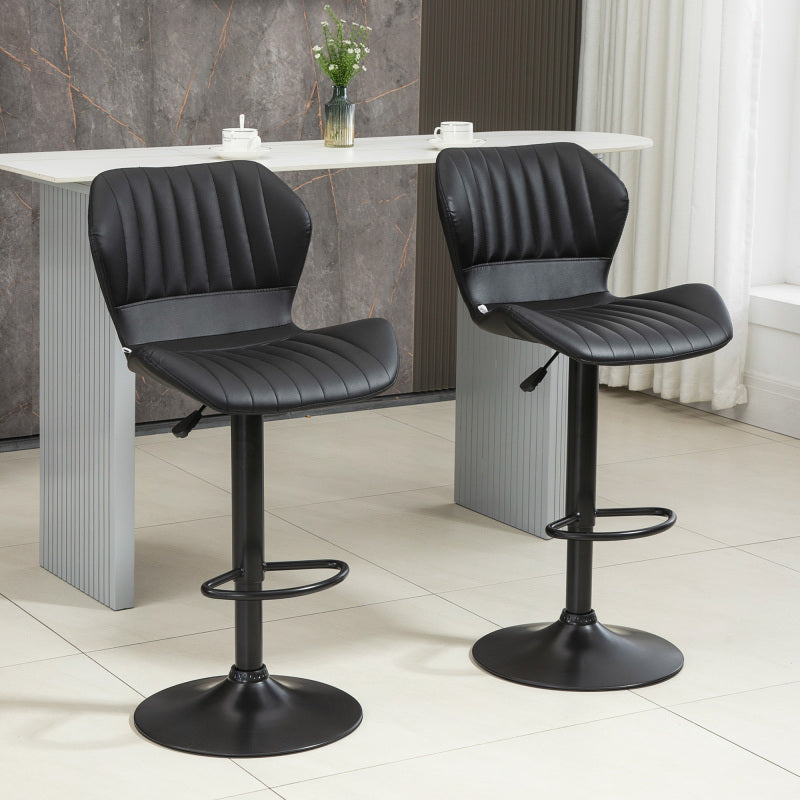 Barhocker höhenverstellbar 2er-Set Drehstühle 360° drehbar mit Rückenlehne Kunstleder 48,5x55,5x90-110cm für Küche & Bar