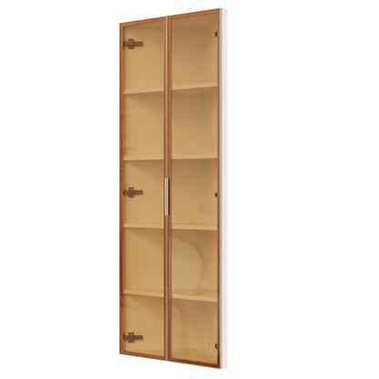 Eckvitrine 62x35x160cm Weiß mit LED – Staubgeschützte Glasvitrine aus Sicherheitsglas & MDF, moderner Eckschrank mit Soft-Close-Türen