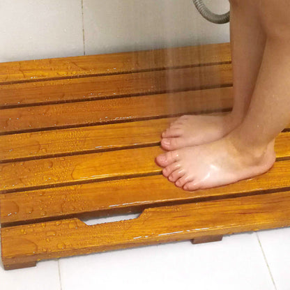 Teak Wood,Teak Antirutschmatte,Teak Duschmatte rutschfeste Badezimmermatte Luxus Spa Matte Holz Badewannenmatte 40 x 60 cm