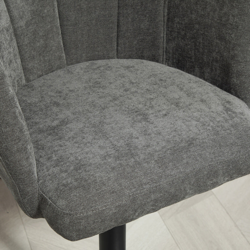 2er-Set Barhocker, Bistrohocker mit Fußstütze, Drehbar Barstuhl, Höhenverstellbar Küchenhocker mit Leinenbezug, Dunkelgrau