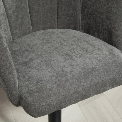 2er-Set Barhocker, Bistrohocker mit Fußstütze, Drehbar Barstuhl, Höhenverstellbar Küchenhocker mit Leinenbezug, Dunkelgrau