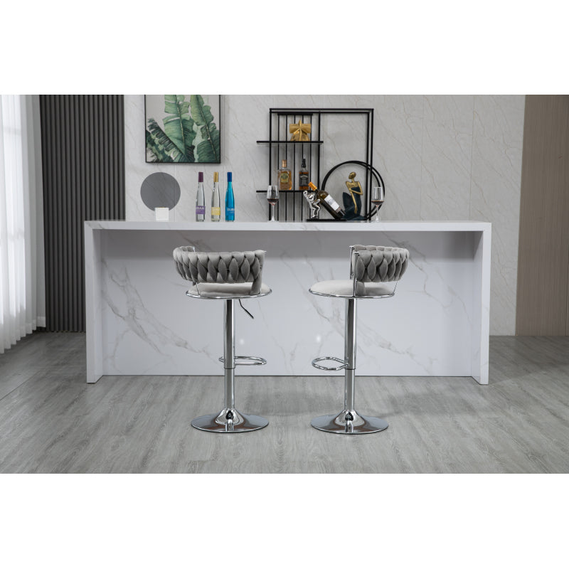 COOLMORE 360 Grad drehbare Barhocker 2 Stück Set höhenverstellbare Stühle mit Fußstütze für Küche, Esszimmer, Insel, Bar, Weinkeller, Büro, Wohnzimmer, Wohnzimmer, Silber, Modern Style, High-End Style
