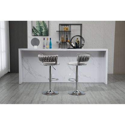 COOLMORE 360 Grad drehbare Barhocker 2 Stück Set höhenverstellbare Stühle mit Fußstütze für Küche, Esszimmer, Insel, Bar, Weinkeller, Büro, Wohnzimmer, Wohnzimmer, Silber, Modern Style, High-End Style