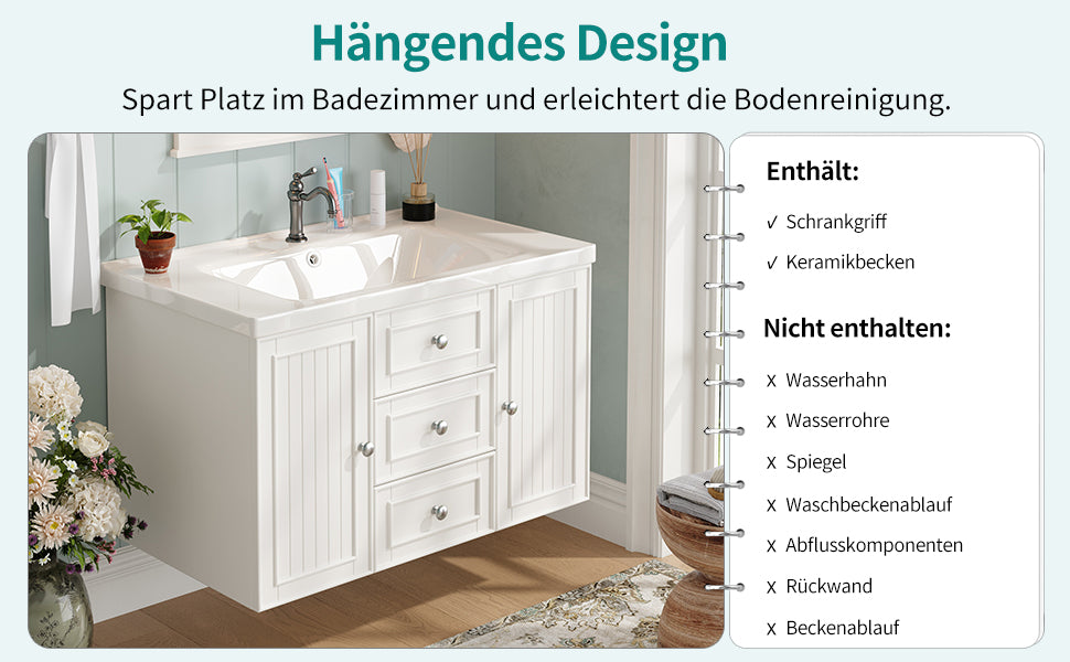 Badezimmerschrank mit Waschbecken,weiß