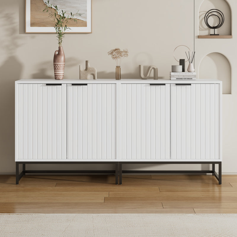 Moderne Sideboard Kommode mit 2 Türen in Vakuum-Formgebung, Standschrank Lagerung Schrank mit Metallgriffen und Rahmenbeinen, geeignet für Wohnzimmer, Flur und Esszimmer