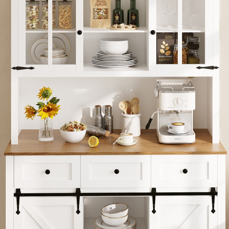 Küchenschrank(105×38.4×180cm), Hochschrank Küchenbuffet, Sideboard mit LED-Beleuchtung,Variable Lichtfarben, weiß