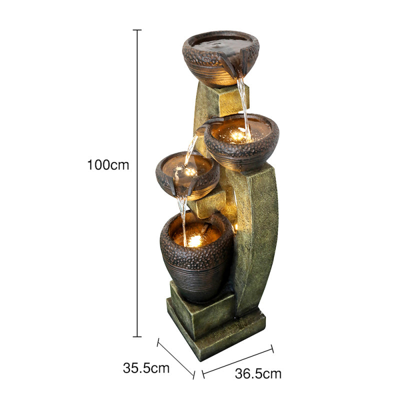 40inches Tall Modern Outdoor Garden Fountain with Contemporary Design for Garden, Patio Decor