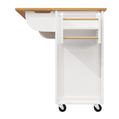 Kücheninsel,Küchenschrank,Buffetschrank,120x73(45)x93cm,ausziehbarer Küchenwagen mit Rollen, Handtuchhalter, Gewürzregal, verstellbaren Einlegeböden, zwei Türen, vier Schubladen, weiß