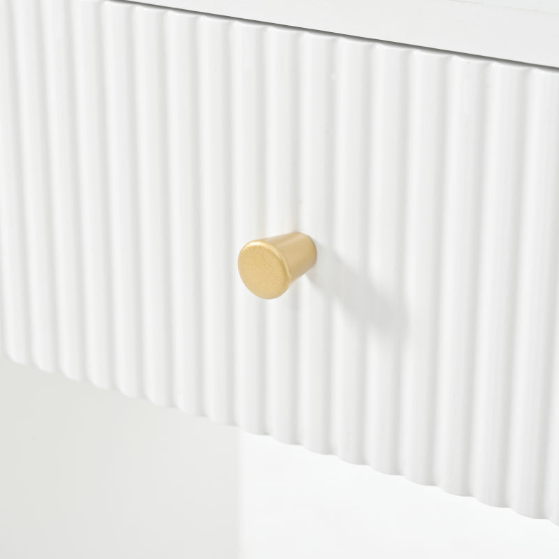 Beleuchteter Schminktisch mit Spiegel & Hocker – Moderner Frisiertisch mit Einstellbarer Helligkeit, Schubladen & Offener Ablage, Weiß, 100×40×138 cm