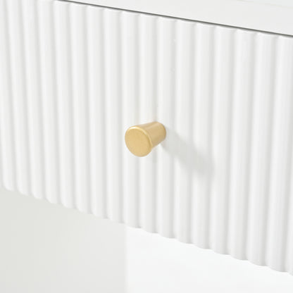 Beleuchteter Schminktisch mit Spiegel & Hocker – Moderner Frisiertisch mit Einstellbarer Helligkeit, Schubladen & Offener Ablage, Weiß, 100×40×138 cm