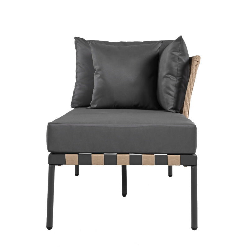 Gartensofa, Outdoor Loungesessel, Abnehmbarer und Modularer Garten Loungesessel, Balkonmöbel-Set, Loungemöbel, Terrassenmöbel mit 4 Kissen, Couchtisch mit Abnehmbaren und Waschbaren Kissen, Grau