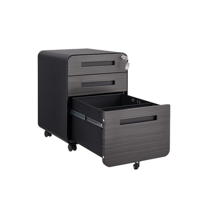3 Drawer Mobile File Cabinet Under Desk Office,Simple Style Versatile Storage Cabinet for Legal/Letter/A4 Files, 5 Wheel Design Anti-Tilting Cold Rolled Steel Waterproof Moisture-Proof Black