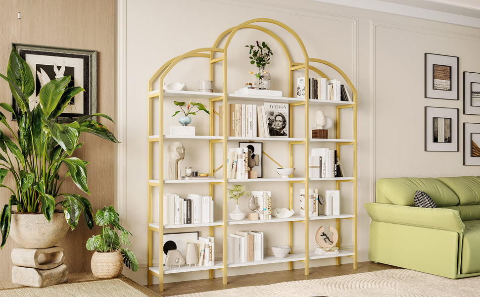 Regal im schlichten Stil, fünf Schichten Stauraum, einzigartige Wolkenform, einfach zu montieren und zu reinigen, Gold + Weiß