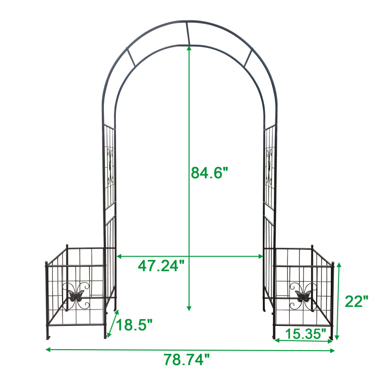 Gartenbogen Arbor Trellis für Kletterpflanzen, langlebige Metall Gartenbogen Outdoor Hochzeitsbogen, für Hochzeitszeremonie Party Pflanze Klettern Rose Reben Rasen Innenhof Schwarz, 7.15ft