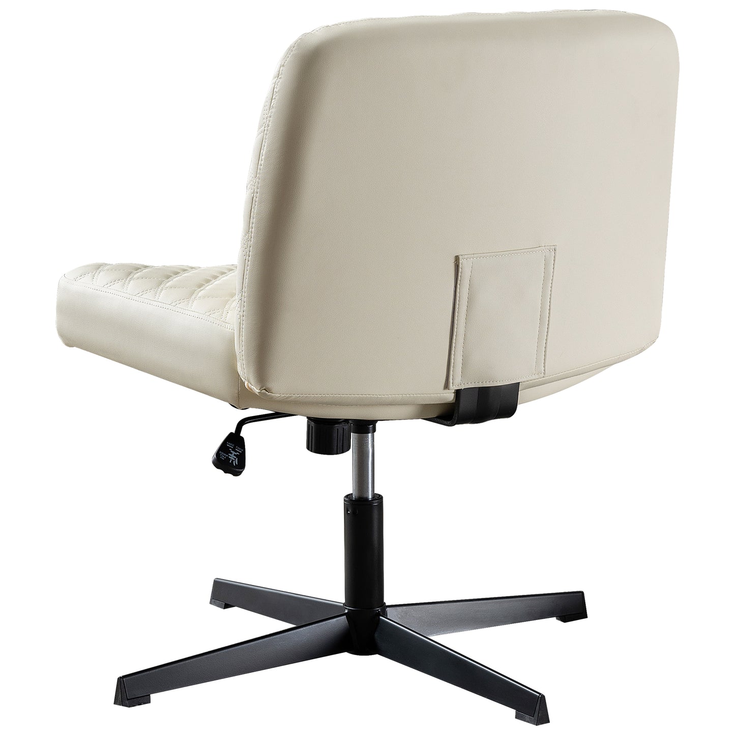 Bürostuhl Ohne Armlehnen,Home Office Stuhl Keine Räder,Heavy Duty Metallbasis,120°Schaukelnder breiter Sitz Ergonomischer Stuhl, Dicken gepolsterte Dreh Eitelkeit Stuhl für Heim und Büro Beige+PU+Metal