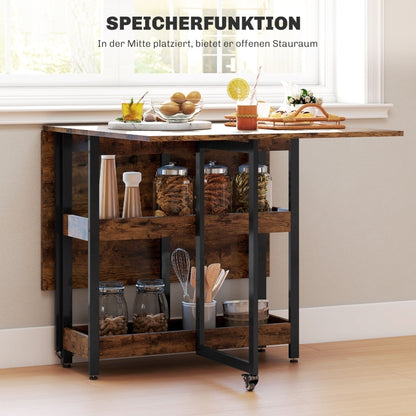 Mobiler Esszimmertisch Klapptisch für Kleine Räume, Esszimmer, Küche 133,4 x 80 x 75 cm Rustikal-Brau