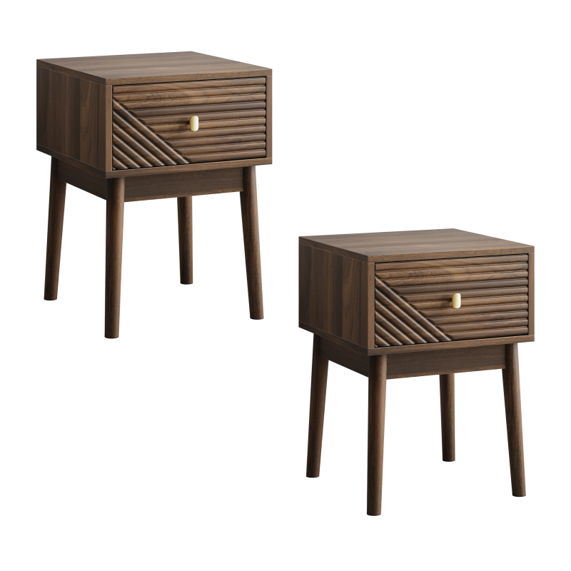 Mid-Century Modern Nussbaum Nachttisch, Schlafzimmer Nachttisch, 40x 40 x 55 cm, 2 Stück