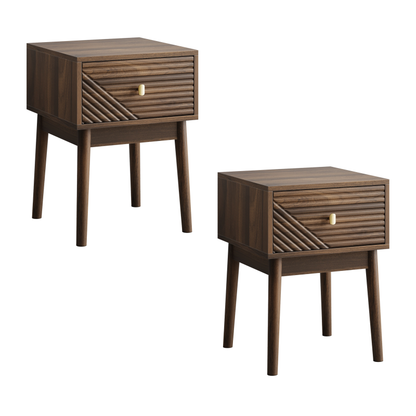 Mid-Century Modern Nussbaum Nachttisch, Schlafzimmer Nachttisch, 40x 40 x 55 cm, 2 Stück