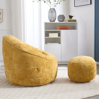 Sitzsack Sofa Stuhl für Erwachsene mit Fußstütze, Gelb