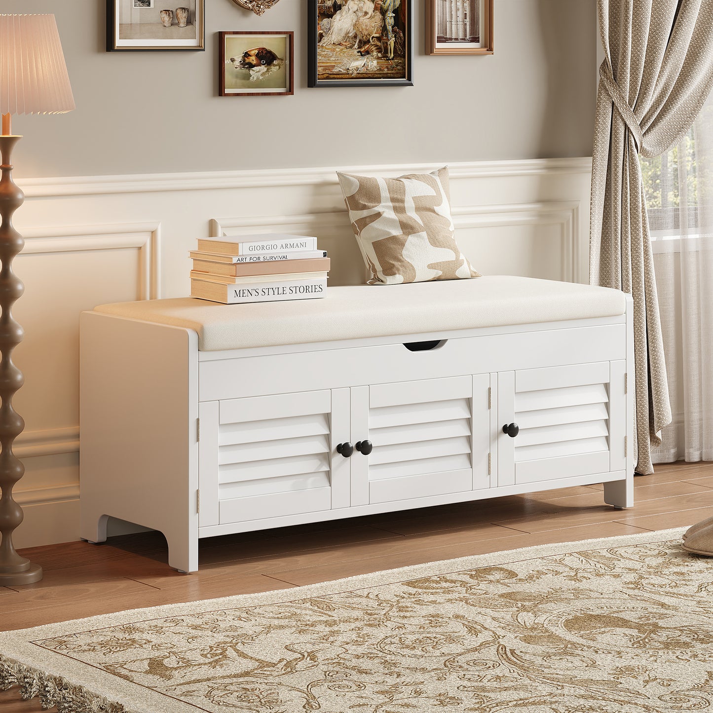 Moderne schuhbank mit sitzfläche, Eingangsbereich, Wohnzimmer, flurmöbel, Weiß