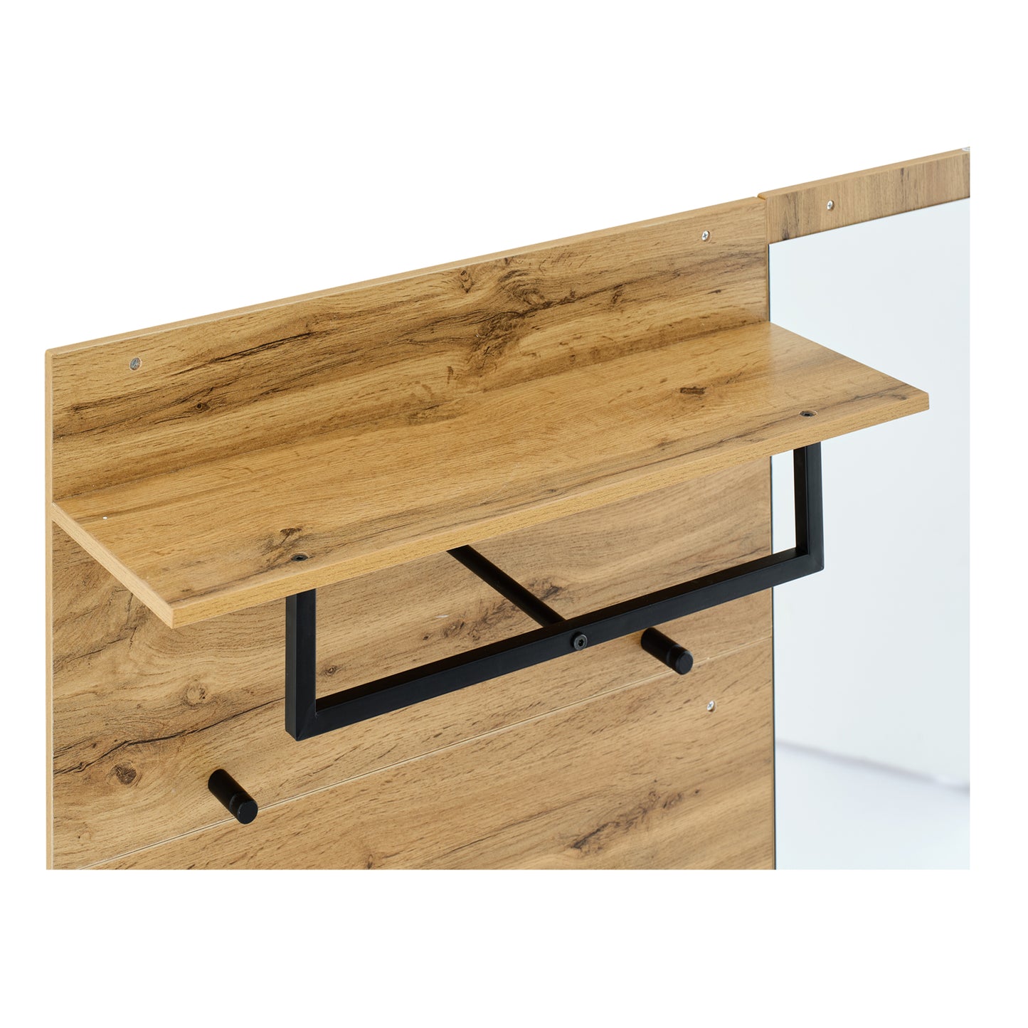 Multifunktionales Garderobenset aus Holz mit Spiegel, Schuhbank, Schuhschrank, Schublade, Regal und Kleiderhaken – Modernes Design mit hydraulischen Scharnieren und praktischem Stauraum